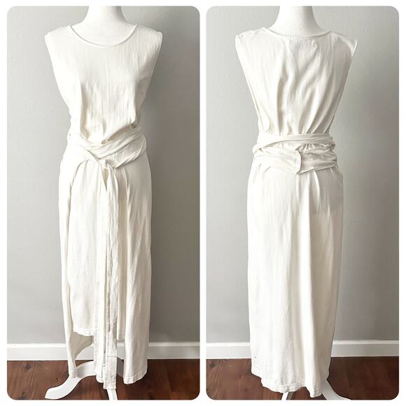 Free People Beach 100% Cotton Wrap Midi Dress Swim Cover-up women’s size large - Picture 2 of 12